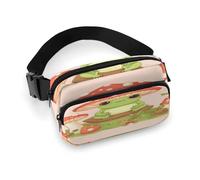 Sac banane léger avec sangle réglable pour course à pied et voyage Motif grenouilles et champignons