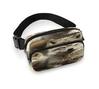 Sac banane léger avec sangle réglable pour course à pied et voyage Motif loup