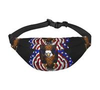 Sac banane léger pour course à pied, randonnée, drapeau américain, imprimé aigle patriotique, grand sac banane pour entraînement, voyage, noir, taille unique, sport, Noir/blanc, One Size, Sports