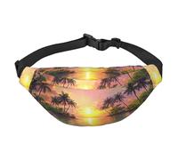 Sac banane léger pour course à pied, randonnée, île tropicale, coucher de soleil, grand sac banane pour entraînement, voyage, noir, taille unique, sport, Noir , Taille unique, Sports