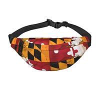 Sac banane léger pour course à pied, randonnée, sac banane vintage en bois imprimé drapeau du Maryland pour entraînement, voyage, noir, taille unique, sport, Noir/blanc, One Size, Sports