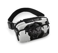 Sac banane léger pour homme et femme - Motif carlin noir - Avec sangle réglable - Pour course à pied, randonnée, voyage - 20 x 13 cm, Style :, 20x13cm