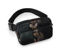 Sac banane léger pour homme et femme, motif chat du Bengale, sac banane avec sangle réglable pour course à pied, randonnée, voyage, style, 20 x 13 cm, Style :, 20x13cm