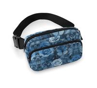 Sac banane léger pour homme et femme, motif rose bleue, sac banane entièrement imprimé avec sangle réglable pour course à pied, randonnée, voyage, style, 20 x 13 cm, Style :, 20x13cm