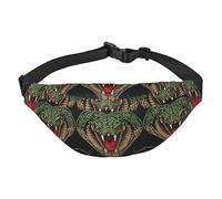 Sac banane léger pour la course à pied, la randonnée, en forme de cœur, imprimé têtes de cobra, grand sac banane pour entraînement et voyage, noir, One Size, Sports