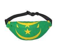 Sac banane léger pour la course à pied, la randonnée, le drapeau de la Mauritanie imprimé grand sac banane pour entraînement voyage, noir, One Size, Sports
