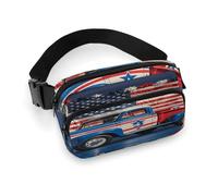 Sac banane léger pour voyage, sport, randonnée, course à pied, camions patriotiques du 4 juillet, 20 x 13 cm, Camions patriotiques du 4 juillet, 7.9 X 5.1 in