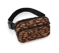 Sac banane léger pour voyage, sport, randonnée, course à pied, grains de café torréfiés, 20 x 13 cm, Grains de café torréfiés, 7.9 X 5.1 in