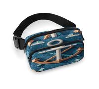 Sac banane léger pour voyage, sport, randonnée, course à pied, motif ancre marine, 20 x 13 cm, Motif ancre bleu marine, 7.9 X 5.1 in