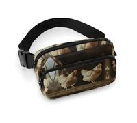 Sac banane léger pour voyage, sport, randonnée, course à pied, trois poulets, 20 x 13 cm, Trois poules, 7.9 X 5.1 in