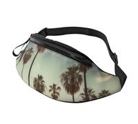 Sac banane Los Angeles Palm Trees pour homme et femme - Sac banane tendance pour course à pied - Sac à bandoulière étanche - Sac banane avec sangle réglable - Pour le sport et le voyage