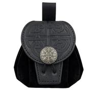 Sac Banane médiéval à Disque, Porte-Monnaie en Cuir PU gaufré, Sac Ceinture à Rivets Gothiques for Cosplay et fêtes Portefeuilles(Svart)