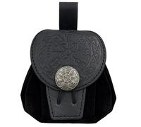 Sac Banane médiéval à Disque, Porte-Monnaie en Cuir PU gaufré, Sac Ceinture à Rivets Gothiques for Cosplay et fêtes Portefeuilles(Black 1)