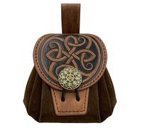 Sac Banane médiéval à Disque, Porte-Monnaie en Cuir PU gaufré, Sac Ceinture à Rivets Gothiques for Cosplay et fêtes Portefeuilles(Brown 2)