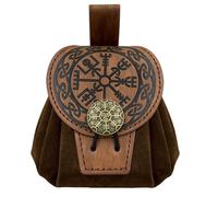 Sac Banane médiéval à Disque, Porte-Monnaie en Cuir PU gaufré, Sac Ceinture à Rivets Gothiques for Cosplay et fêtes Portefeuilles(Brown 1)