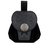 Sac Banane médiéval à Disque, Porte-Monnaie en Cuir PU gaufré, Sac Ceinture Rivets Gothiques for Cosplay et fêtes Pochette Fantaisie(Black 2)