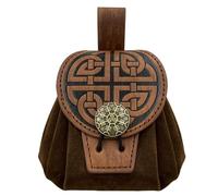 Sac Banane médiéval à Disque, Porte-Monnaie en Cuir PU gaufré, Sac Ceinture Rivets Gothiques for Cosplay et fêtes Pochette Fantaisie(Brown)