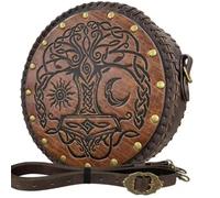 Sac banane médiéval avec ceinture en cuir vintage en relief - Poches latérales avec ceinture pour femme - Accessoire de jeu de rôle, D, Taille unique, Beauté de masse