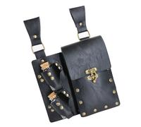 Sac banane médiéval en cuir avec 2 bouteilles de potion - Pochette latérale en cuir pour Halloween Steampunk, Noir , Taille unique, Beauté de masse