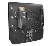 Sac banane médiéval en cuir avec bouteille de potion en liège pour Halloween, sac médiéval, Noir