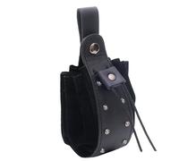 Sac banane médiéval en cuir avec rivets pour pièces de monnaie, sac latéral, accessoires de costume médiéval pour cosplay, fête, Halloween, reconstitution, Noir , Taille unique, Beauté de masse