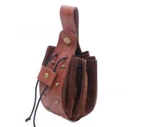 Sac banane médiéval en cuir avec rivets pour pièces de monnaie, sac latéral, accessoires de costume médiéval pour cosplay, fête, Halloween, reconstitution, marron, Taille unique, Beauté de masse