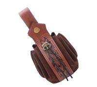 Sac banane médiéval en cuir avec rivets pour pièces de monnaie, sac latéral, accessoires de costume médiéval, Motif os marron, Taille unique, Beauté de masse