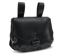 Sac banane médiéval en cuir fait à la main avec corne - Accessoires de costume de la Renaissance pour femme, noir, Médiéval