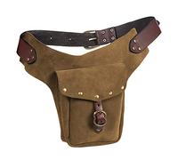 Sac banane médiéval en cuir - Petit sac à main - Pour le sport, l'équitation, la hanche - Taille élastique - Marron - Taille unique