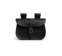 Sac banane médiéval en cuir véritable noir avec gaufrage et boucle réglable 20 x 14 x 5 m, Noir , Taille unique