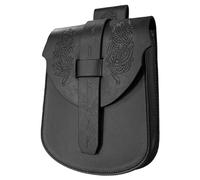 Sac banane médiéval en cuir vintage en relief pour homme et femme, Noir