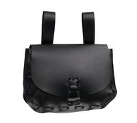 Sac banane médiéval en cuir vintage pour travaux manuels Sac banane en cuir Sac médiéval nordique gaufré, Couleur : noir.