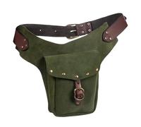 Sac banane médiéval européen et américain vintage médiéval sac banane en cuir petit sac à main en cuir pour le sport, l'équitation, les hanches, la course à pied, ceinture grande taille, Vert, Taille