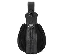 Sac banane médiéval rétro sac banane sac banane Renaissances Accessoires de costume pour femme homme Sac à dés en cuir, Noir , Taille unique, Beauté de masse