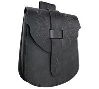 Sac banane médiéval vintage en cuir gaufré pour téléphone portable, porte-monnaie pour homme et femme, Noir , Taille unique, Beauté de masse