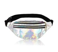 Sac banane métallique tendance - Sangle réglable, fermeture éclair lisse, 3 compartiments, sac banane étanche pour fête, festival, sport, voyage en plein air (unisexe), coloré, Classique