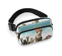 Sac banane mexicain vert lama pour homme et femme - Sac banane réglable décontracté pour voyage, sport, randonnée, blanc, 20,1 x 13 cm, blanc, 7.9x5.1inches