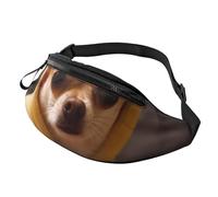 Sac banane mignon avec imprimé Chihuahua déprimé, sac à bandoulière léger et polyvalent pour les aventures quotidiennes et en plein air, Noir , Taille unique, Sac à dos décontracté