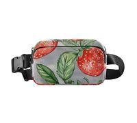 Sac banane mignon avec motif fraises fraîches et fruits pour femmes, hommes, adolescents, sac à bandoulière multifonction, accessoire de voyage avec sangle réglable pour l'entraînement, la course à