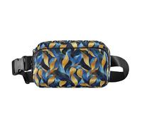 Sac banane mignon avec personnage de dessin animé et éléments de Noël rose pour homme et femme pour entraînement, course à pied, randonnée, Motif plante à thème bleu doré noir, 1 Size