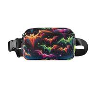 Sac banane mignon Boo noir avec sangle réglable pour femme, Chauve-souris fluo d'Halloween, one size, Chauve-souris fluo d'Halloween