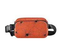 Sac banane mignon Boo noir avec sangle réglable pour femme, Cool Spiders Webs Orange, one size, Cool Spiders Webs Orange