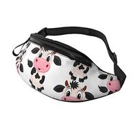 Sac banane mignon carlin noir pour l'extérieur, promenade, course à pied, randonnée, camping, Vache au lait dessin animé, Taille unique