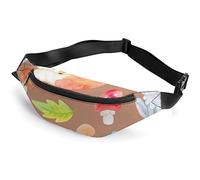 Sac banane mignon de dessin animé, renard, lièvre, champignons, feuilles, sac banane de sport pour adultes et enfants pour homme et femme, Feuilles de champignons de lièvre renard, Taille unique, Sacs