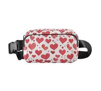 Sac banane mignon en forme de cœur à carreaux de buffle pour homme et femme avec sangle réglable pour l'entraînement, la course à pied, la randonnée