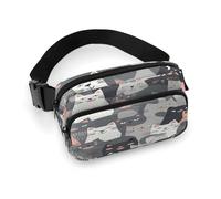 Sac banane mignon et amusant avec motif de chats gris imprimé pour l'entraînement, les voyages, la course à pied, la randonnée, le cyclisme, 20 x 13 cm, Joli motif amusant de chats gris, 7.9 X 5.1 in