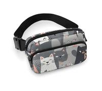 Sac banane mignon et amusant avec motif de chats gris imprimés pour femme, sac à bandoulière pour voyage et sport, style 20 x 13 cm, sac banane, Style :, 20x13cm, Sacs banane