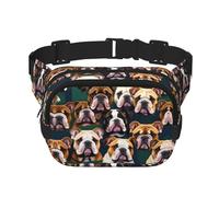 Sac banane mignon imprimé bulldog anglais avec sangle réglable carré double couche ceinture unisexe partout