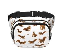 Sac banane mignon imprimé écureuil tendance avec sangle réglable Noir, noir, One Size