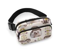 Sac banane mignon imprimé hérisson pour homme et femme, grand sac à bandoulière avec sangle réglable pour l'extérieur, l'entraînement, les voyages, la course décontractée, bébé hérisson, 20 x 13 cm,